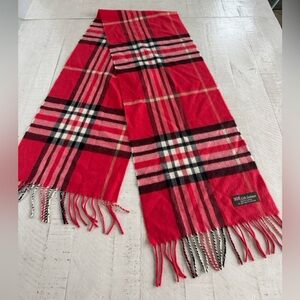 Red Pink Plaid Super Soft Cashmere Scarf made in Scotland